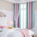 XiDi Curtains for Bedroom Decor, Rainbow Pink Purple Green 34/54/1