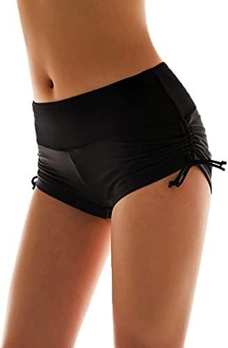 Micosuza Classical Women's Swim Boardshorts Beach Bikini Bottoms with Adjustable Ties 7 Color -XXL