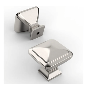 Amerdeco 10 Pack Brushed Satin Nickel Square Kitchen Cabinet Knobs Cabinet Hardware Single Hole Cabinet Pulls Gold Drawer Knobs and Pulls for Bathroom Cabinets ZH0019