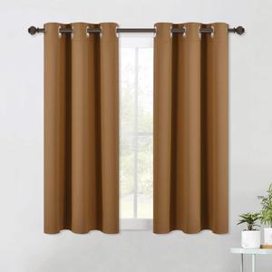 NICETOWN Sleek Blackout Curtains 54 inches Length for Small Windows, Noise Reducing and Block Draft Panels for Door Doorway Laundry Office Luxury Decor Theme (2 Panels, Gold Brown, W42 x L54 -Inch)