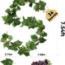 5Pcs 36 Leaves Artificial Greenery Garlands Hanging Leaves with 5 Strings 36 Purple Grapes for Faux Grape Leaf Garland Vine Plants for Indoor Outdoor Wedding Garden Home Party Wine Rack Decor