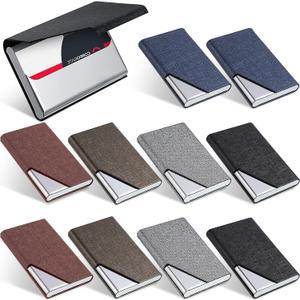 10 Pcs Business Card Holder with Magnetic Closure PU Leather Stainless Steel Multi Business Card Case Slim Business Card Wallet for Credit ID Women Men Office Supplies, Classic Colors