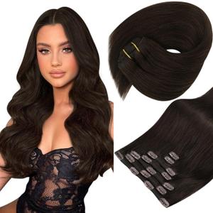 Sunny Hair Clip in Hair Extensions Straight Human Hair Clip in Extensions Remy Clip in Hair Extensions Real Human Hair Extensions Clip ins Dark Brown Hair Extensions 22inch