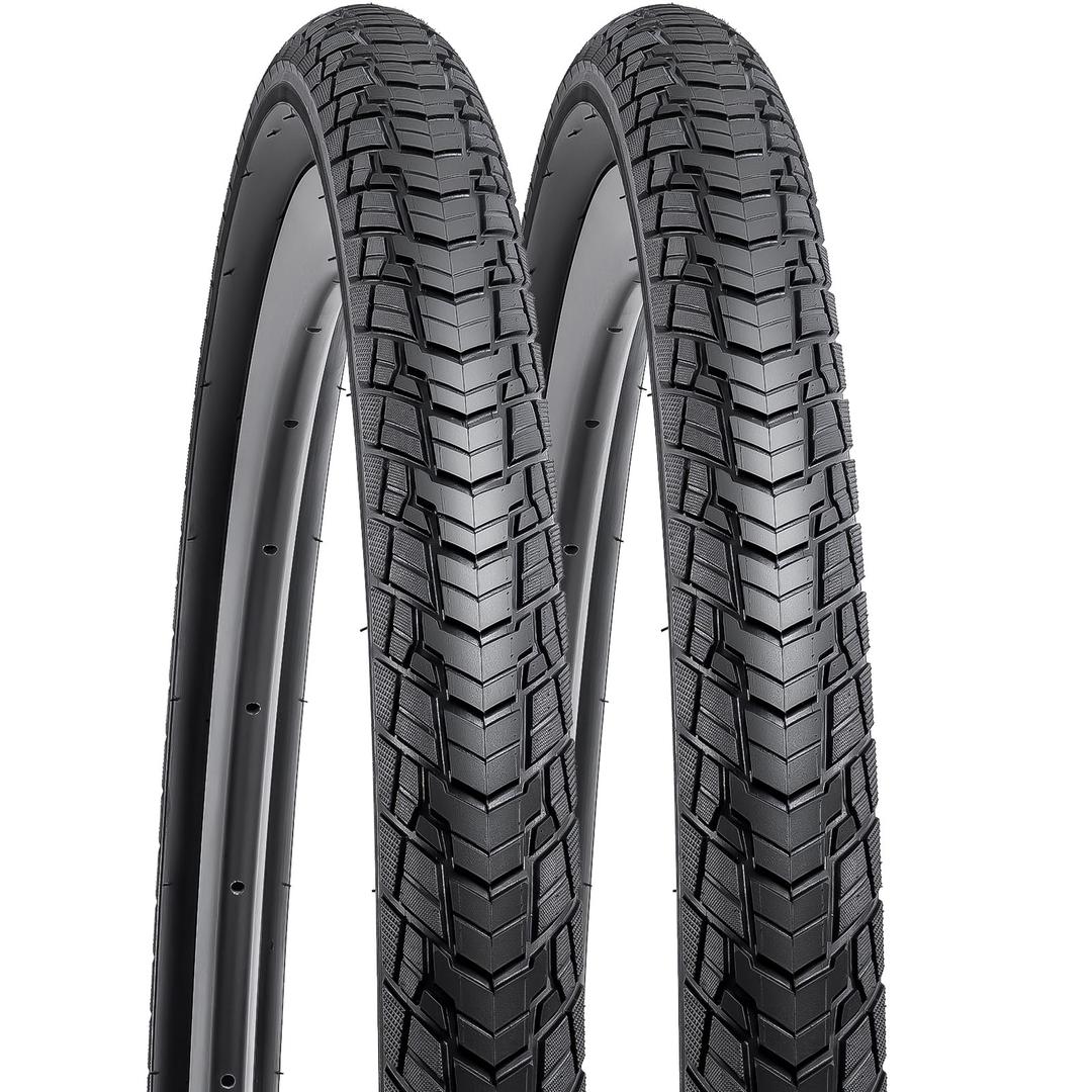 2-PCS 700C Bike Tires 700x45C 28x1.75 (47-622) and 700C Heavy Duty Bike Tubes with 2 Rim Strips Compatible with 700x43C 700 x 45C 28x1.75 700x46C Bike Bicycle Tires and Tubes (Y-1130)