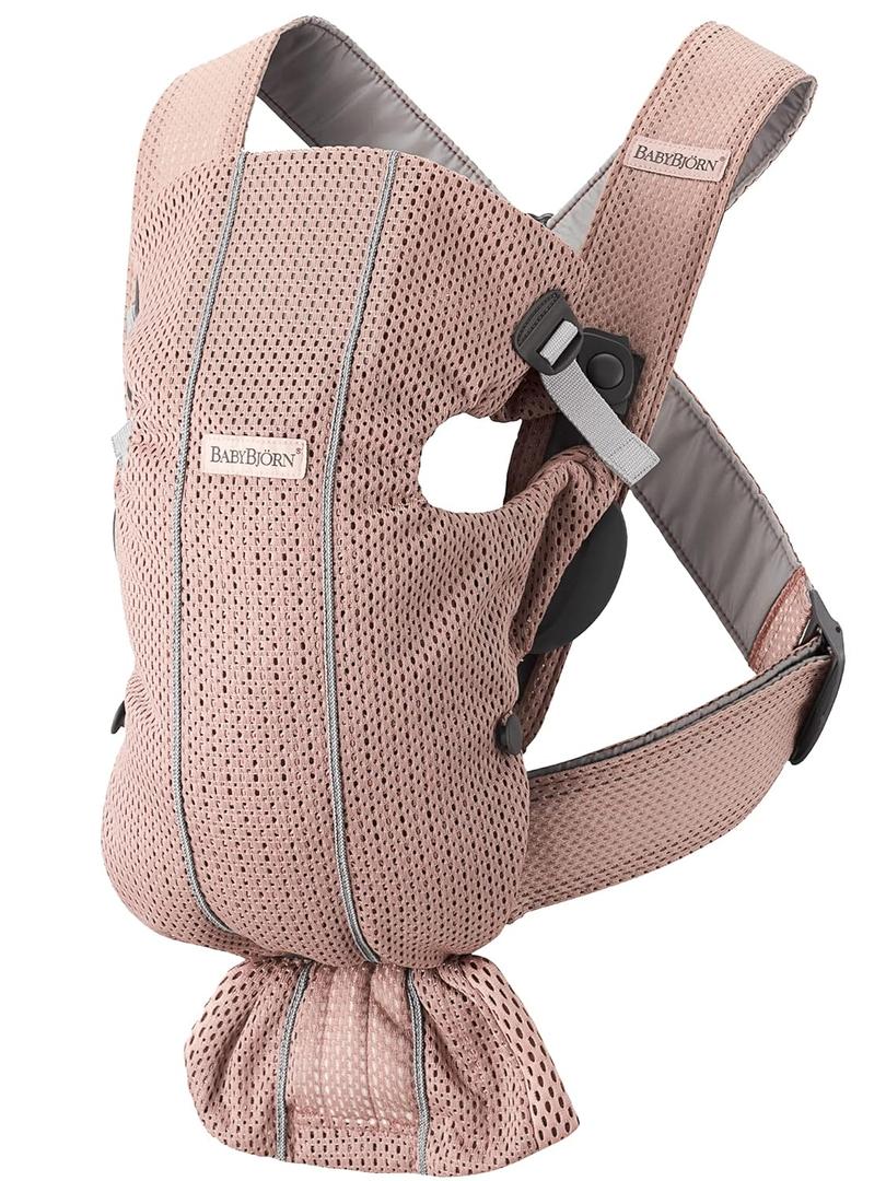 BabyBjrn Baby Carrier Mini, 3D Mesh, Dusty Pink | Newborn Carrier (7-25 lbs), Ergonomic, Easy-to-Use (1 Count (Pack of 1))