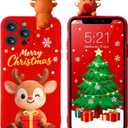 Christmas Case for iPhone 16 Pro Max, Silicone Red Cover with Lovely 3D Deer Doll Patterns Design Shockproof Soft Bumper Cartoon Cute TPU Xmas Present Skin for iPhone 16 Pro Max 6.9", Elk