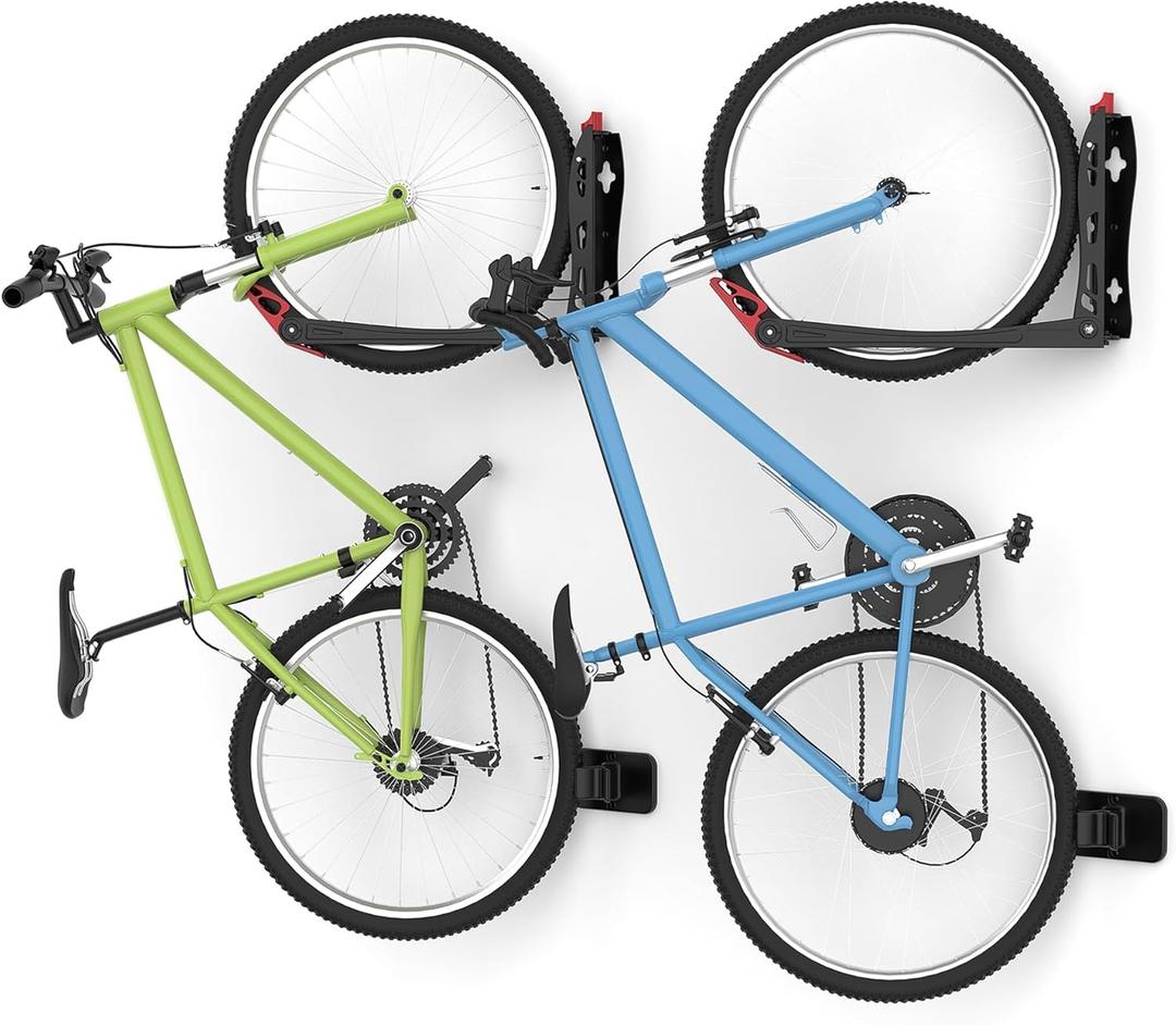 BIKEPAL No Lifting Wall Mount Swivel Bike Rack, Vertical Bike Wall Hangers for Garage Space Saving Bike Storage Solution(2 Pack)