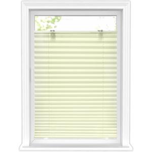 LazBlinds Tool-Free Cordless Pleated Shades with Suction Cups Light Filtering Top Down Bottom Up Pleated Blinds for Window Size 35" W x 64" H, Cream