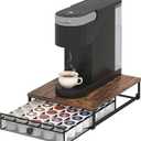 Sedegn Coffee Pod Holder Counter Coffee Vertuo Capsules Storage Organizer with Sliding Drawer Compatible For 35 K-Cup Pods No Assembly Needed Rustic Brown