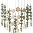 Artificial Eucalyptus Wall Decor Fake Greenery Leaves Stems Wall Hanging Plants on 16.5 inch Wooden Stick Boho Rustic Farmhouse Decor for Bedroom Kitchen Dining Room Bathroom