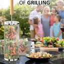 Rolling Grill Basket, Fathers Day Gifts for Dad Husband, Removable Wooden Handle, 304 Stainless Steel, Nesting BBQ Tools for Vegetable, Outdoor Smoker Camping Accessories, Grill Gift for Men Birthday