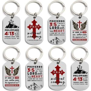 (Pack of 12) Christian Religious Keychain Favors - Wholesale Bible Keyrings for Bulk Religious Gifts, Baptism Party Favors and Church Supplies - Unisex for Adults Men Women Youth Teens Boys Girls