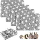 Haull 4 Pcs Waterproof Guinea Pig Bedding Guinea Pig Bed Plush Cage Liners Soft Rabbit Dog Crate Pad Cat Mat Reversible Cozy Animal Pee Pad Hamster Bunny Mat Accessory(Gray Star,13 x 10 Inch)