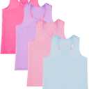 SATINIOR 4 Pieces Girls Dance Tank Tops Racerback Crop Tops Sleeveless Dance Clothes for Girls Gymnastics, 4-5T, Peach Pink, Light Purple, Pink, Blue
