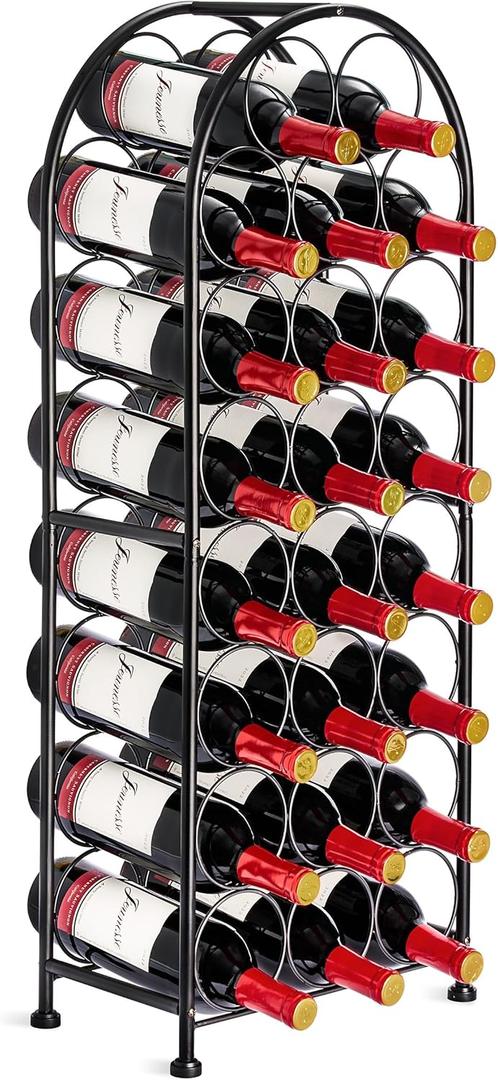 Sorbus Freestanding Wine Rack - Elegant and Unique Bordeaux Chateau Style Floor Wine Stand for 23 Wine Bottle Storage, Champagne, Metal Wine Bottle Holder Stands for Kitchen, Home Bar, Mini Wine Bar (Black)