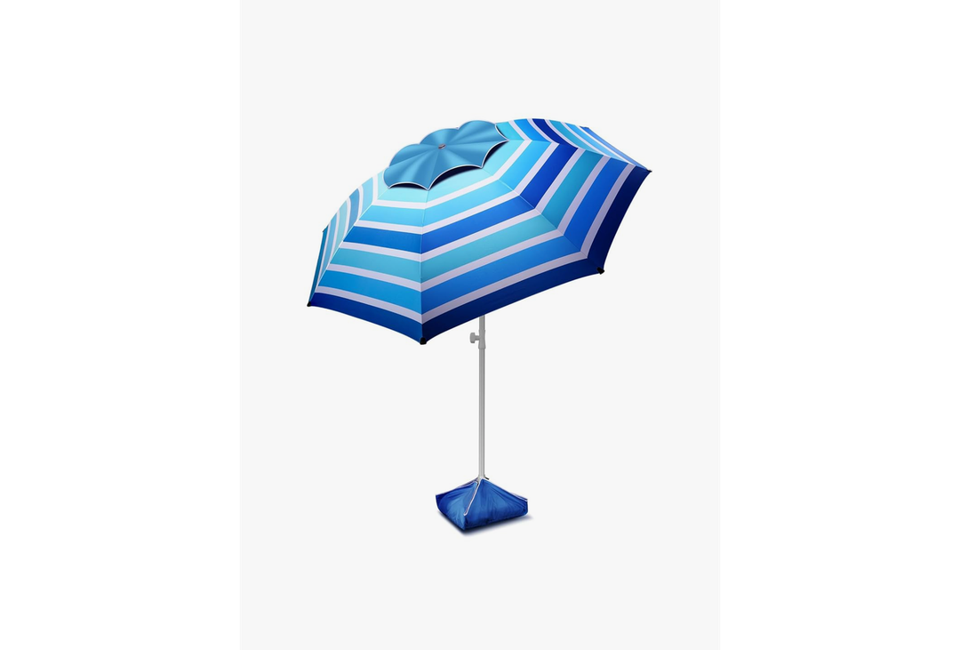 8FT Large Beach Umbrella with Level 7 Wind Resistance, Sand Anchor, Portable Outdoor Umbrella with UPF50+ UV Protection, Tilt Sun Shelter for Beach, Patio, Yard