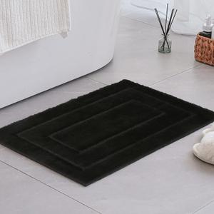 GRANNY SAYS Black Bathroom Rug, Non Slip Bath Mats for Bathroom, Super Soft and Water Absorbent, Microfiber Bath Rugs, Machine Wash Dry, Bath Rugs for Floor, Tub and Shower, 16" x 24"