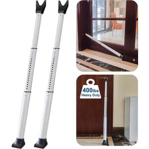 2 Pack Rerishom Door Security Bar, Door Stoppers Security bar,Heavy Duty Door Lock Security Door Jammer Door Stopper for Apartment, Hotel Room,Screen Door Hardware, Gate Lock Bar (White)