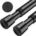 AIZESI 2pcs Adjustable Curtain Rod No Drilling Black Spring Tension Rod Adjusting Length 31 to 54 Inch Small Expandable Loaded Curtain Rods for Windows, Cupboard, Kitchen Cabinets,Bathroom