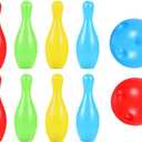 Toddmomy Indoor Children Bowling Toys Set with 10 Plastic Pins and 2 Bowling Balls for Family Play and Motor Skill Development