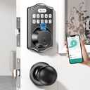 Keypad Deadbolt Front Door: 0.3s AI Fingerprint&100 Passcodes15min DIY Install|Auto-Lock Weatherproof Keyless Entry Smart Electronic Door Lock with Handle Set for Kids&Seniors
