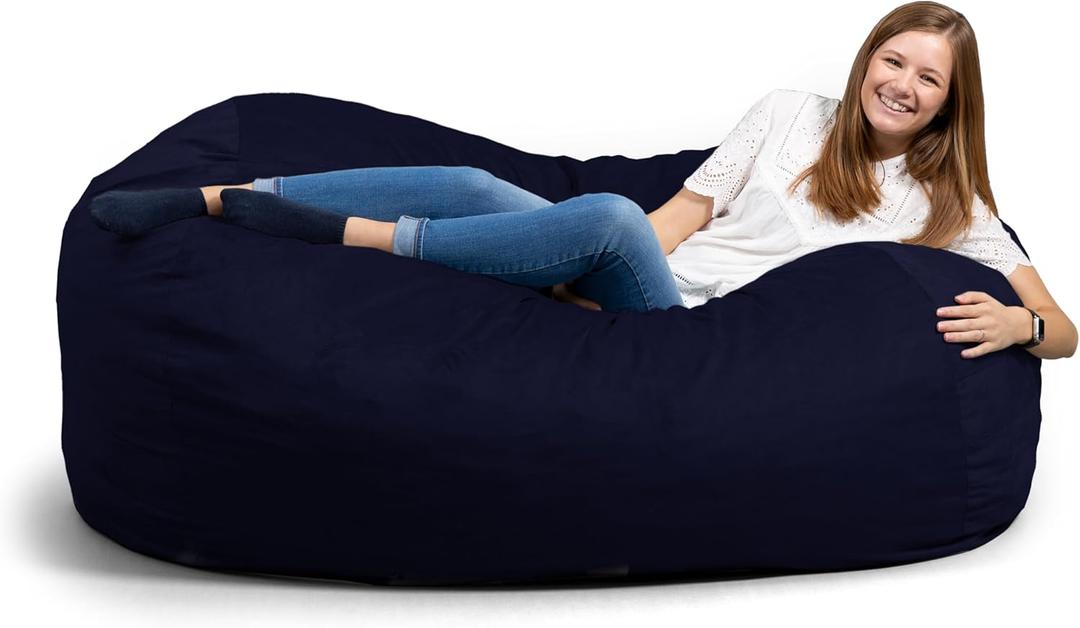Big Joe Fuf XL Foam Filled Bean Bag Chair with Removable Cover, Midnight Plush, Soft Polyester, 5 feet Giant , Navy Plush Big Joe Fuf XL Foam Filled Bean Bag Chair with Removable Cover, Midnight Plush, Soft Polyester, 5 feet Giant , Navy Plush