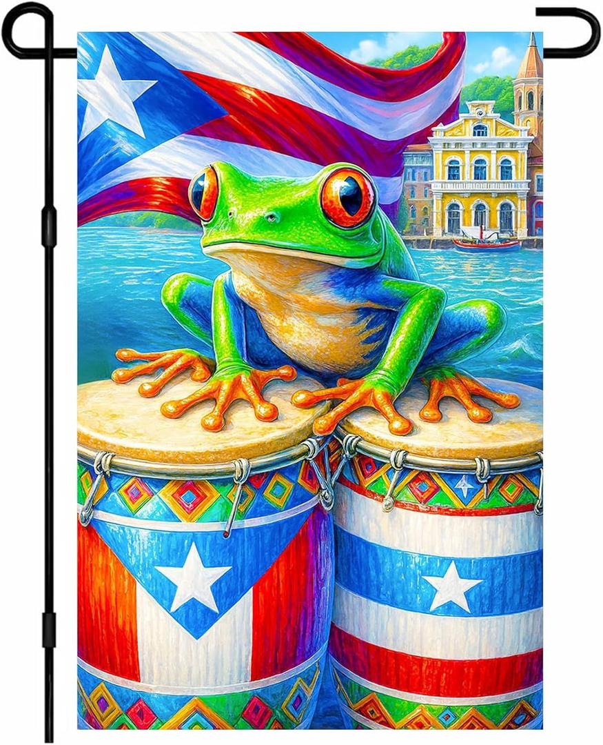 IVN Puerto Rico Coqui Frog Garden Flag 12x18 Inch Double Sided