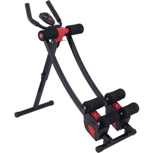 ZELUS Ab Machine for Home Gym, Core Strength Training Equipment for Home Fitness, Ab Crunch Coaster with 4 Intensities and Digital Display, Foldable Core Trainer for Abdominal