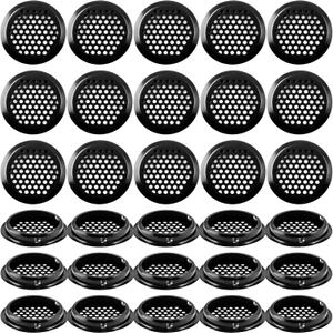 30 Pcs 2-1/16 inch Soffit Vents Round Air Vents Stainless Steel Ventilation Mesh Hole Louver for Kitchen Shoes Bathroom Cabinet Wardrobe Closet (Black)