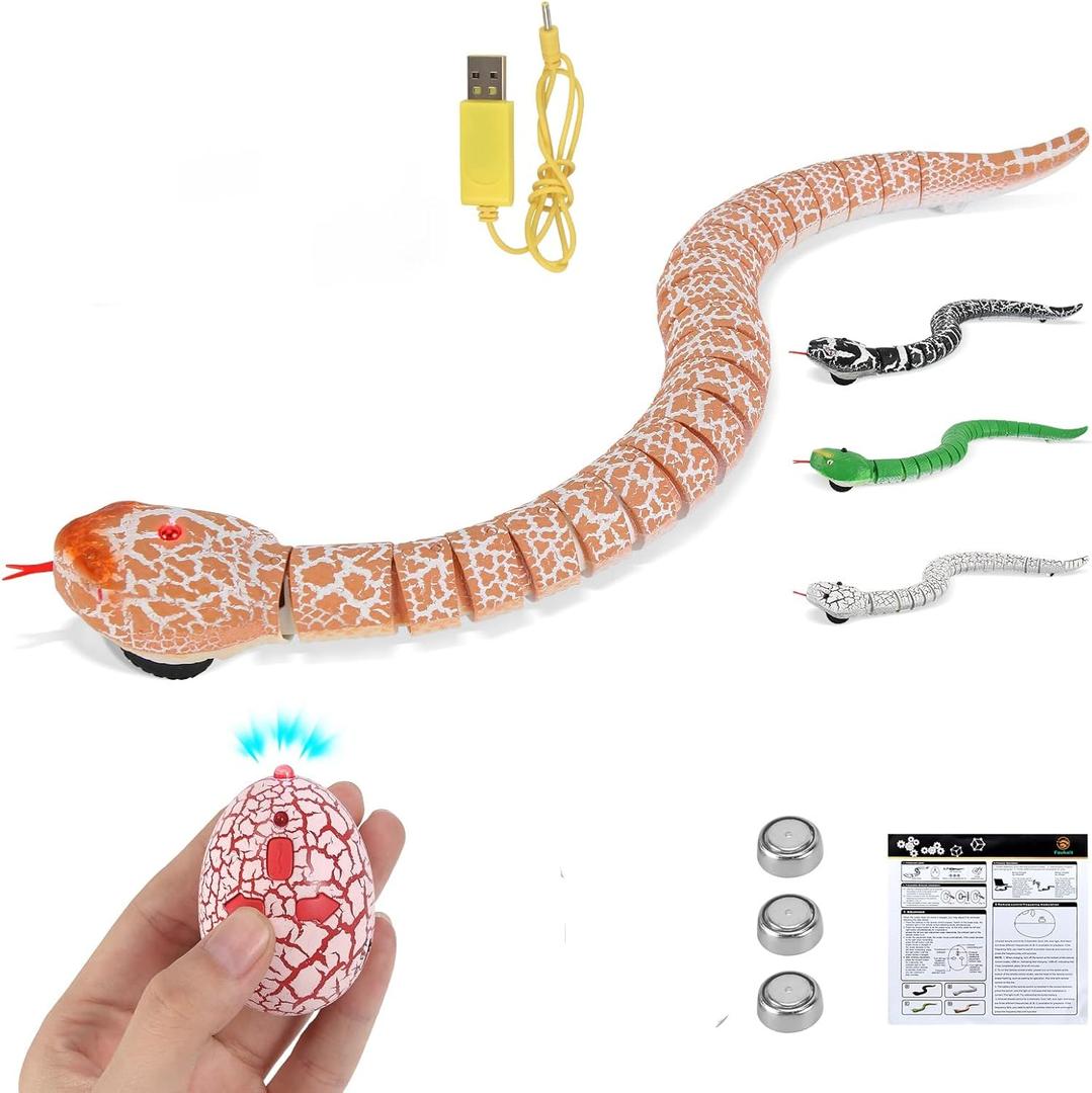 Remote Control Snake Toy RC&Robot Electric Snake Toy Fast Moving of Fake Rattlesnake Christmas Halloween Toys Party Favor Gifts Joke Prank for Kids Boys(Brown)