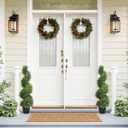 THE BLOOM TIMES 3ft Artificial Topiary Trees Set of 2, 36 inch Faux Cedar Cypress Spiral Topiary Trees Outdoor - Fake Plants for Garden Front Porch Indoor Outside Planter Decor Cedar Yellow Green, 3ft