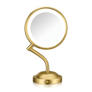Conair Lighted Makeup Mirror, LED Vanity Mirror, 1X/5X Magnifying Mirror, Battery Operated in Brushed Brass