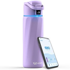 Boost Smart Water Bottle with Reminder to Drink Water, 24oz BPA-Free Stainless Steel Vacuum Insulated Water Bottle, Wide Mouth Water Tracker Bottle with APP, Ideal for Gift (Purple)