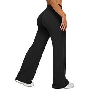 Straight Leg Leggings for Women Wide Leg Yoga Pants High Waist Stretch Casual Bottoms Buttery Soft Leggings, L