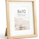 8x10 Picture Frame, USA-Sourced Natural Maple Wood Photo Collage Frame with HD Tempered Glass, Modern Simple 8 x 10 Wooden Frame Matted to 5x7, Gallery Wall Frames for Art, Wall or Tabletop Display