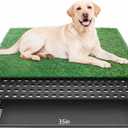 Dog Grass Pad with Tray 35"x23" Large Dog Litter Box, Artificial Grass for Dogs Potty with 3 Disposable Mats & EVA Base, Reusable Indoor Dog Potty Training for Apartment Balcony (Green, Large)