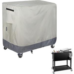 Waterproof Cooler Cart Cover Fits 65-80 Quart Patio Party Ice Chest Rolling Cooler, 32L x 18W x 32H inch (Beige)