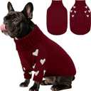 Kuoser Dog Sweater,Soft Small Dog Sweaters Thermal Cable Knit Puppy Sweater, Turtleneck Thick Christmas Pet Sweaters, Cold Weater Doggie Winter Clothes Dogs Outfit Girl Boy for Fall Xmas,Red S