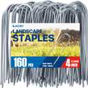 Landscape Staples U4Inch 160Pack,Galvanized Garden Stakes Yard Stakes Garden Staples Prefect for Weed Barrier Fabric,11 Gauge Landscape pins for Tent,Balloons, Irrigation Tube.