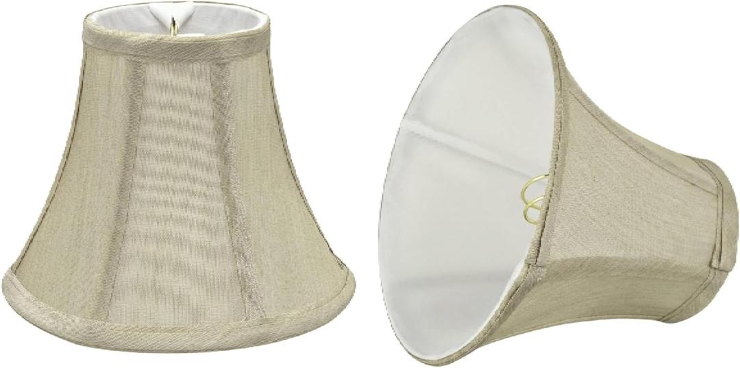 Aspen Creative 30039-2A, Bell Clip-On Chandelier Lamp Shade, Beige, 3" Top x 6" Bottom x 5" Slant Height, Set of 2