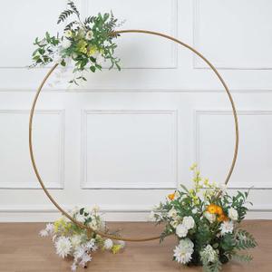 TABLECLOTHSFACTORY 5ft Gold Metal Balloon Circle, Flower Frame Backdrop Stand, Round Wedding Arch Arbor