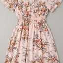 Dress for Women Floral Pink V-Shaped Size 1XL