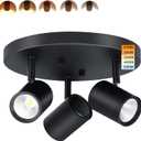 CLOUDY BAY 5CCT 3 Light Directional Ceiling Spotlight,Dimmable LED Track Light Heads,CRI90+,1800Lm for Hallway Kitchen Art,Black