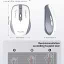 Wireless Bluetooth Mouse, Tri-Mode with Bluetooth 5.1 and Dual 2.4G Dongles (USB-A/USB-C), Silent Click, Side Buttons, 4 DPI (800-2400), Portable for Laptop, Mac, iPad, Desktop(Gray White)