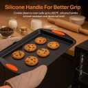3-Pack Baking Sheet Pan Set, Nonstick Cookie Sheets with Orange Silicone Handles, Easy to Clean Bakeware Trays for Oven Roasting & Baking