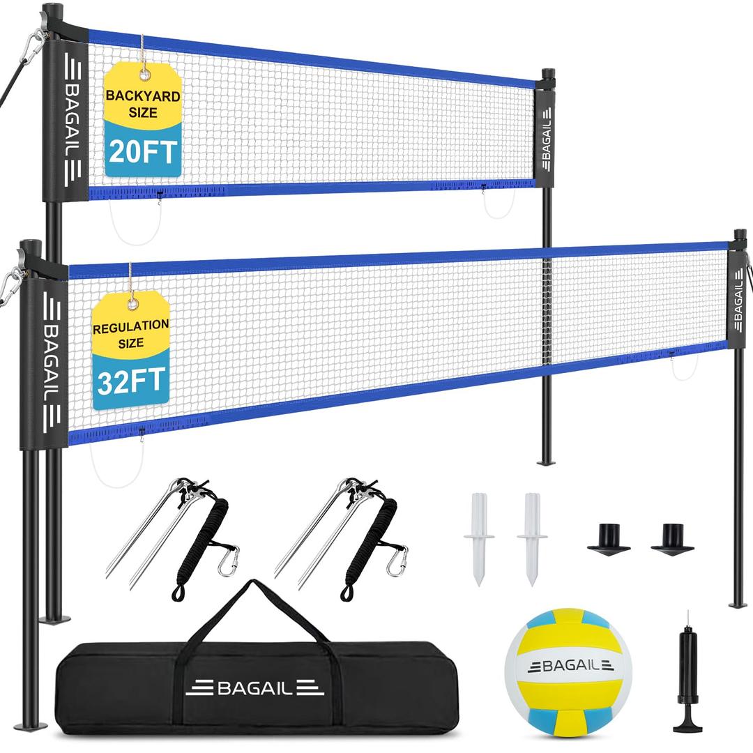 BAGAIL Outdoor Portable Volleyball Net Set, 20FT for Beach, Backyard