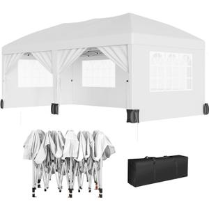 10x20 Pop Up Canopy Heavy Duty Commercial Instant Canopy Tent with 6 Sidewalls All Weather Waterproof Outdoor Wedding Party Tents for Parties Easy Set Up Canopy Gazebo for Backyard, Patio, Garden