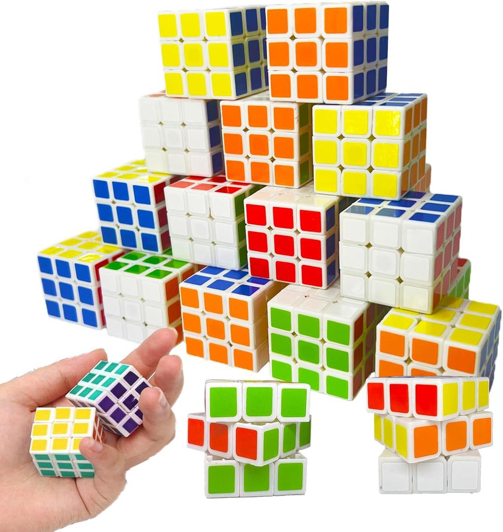 24 Pack Mini Cube Puzzle Party Favors for Kids, 1.18in 3x3 Magic Cube School Rewards & Classroom Prize for Students, Birthday Party Favors Easter Christmas Stocking Stuffers Gifts for Kids