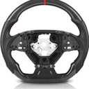 Steering Wheel for Chevy Camaro 2016-2024, Carbon Fiber Steering Wheel Upgrade D-shaped Flat-bottom Perforated Leather Replacement for Chevrolet Camaro LS/LT/SS/ZL1, Interior Accessory