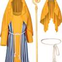 TOKYO REVENGERS Kids Shepherd Nativity Robe Joseph Outfit Boys Halloween Cosplay Costume Accessories Set (6-7 Years, Gold)